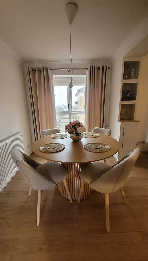 Willow Pale Oak Dining Table Set - 4 Seater - Freya Sand Dining Chairs - Whitewash Legs — image 4