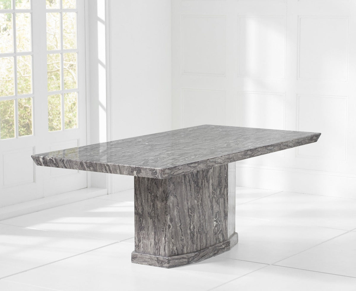 Carvelle 200cm Grey Pedestal Marble Dining Table with Francesca Chairs — image 3