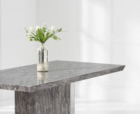 Carvelle 200cm Grey Pedestal Marble Dining Table with Francesca Chairs thumbnail 4