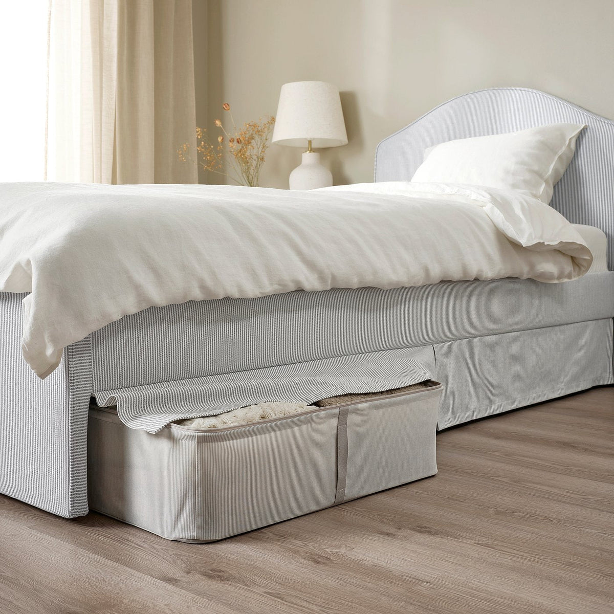 IKEA RAMNEFJÄLL Standard Single Bed Frame, Curved Headboard, Grey/White — image 7