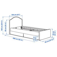 IKEA RAMNEFJÄLL Standard Single Bed Frame, Curved Headboard, Grey/White thumbnail 11