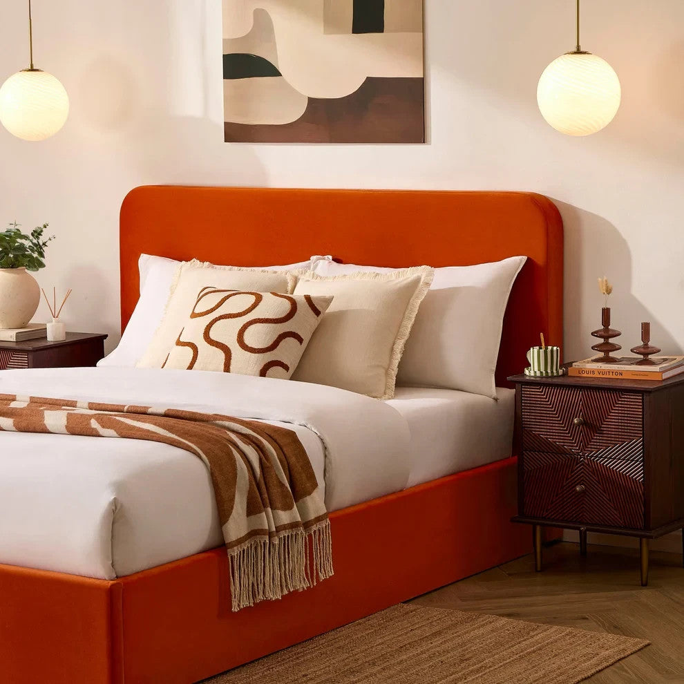 Dusk Ascot King Size Ottoman Storage Bed, Velvet, Bright Orange — image 4
