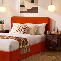 Dusk Ascot King Size Ottoman Storage Bed, Velvet, Bright Orange thumbnail 4