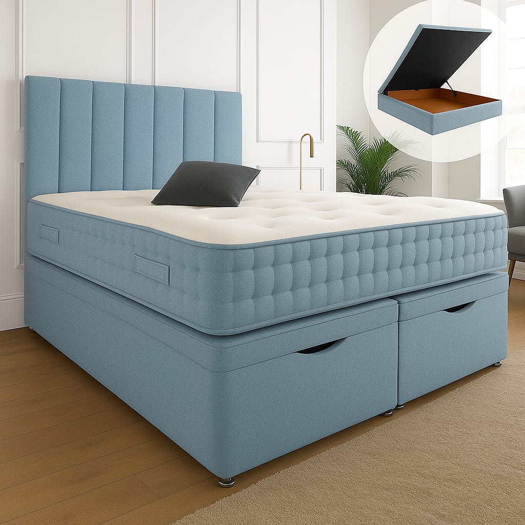 Henley Ottoman End Lift Storage Divan Bed Frame, Optional Headboard — image 10