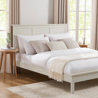 DUSK Salcombe Bed Frame, Wooden Slatted Base, Stone thumbnail 1