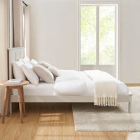 DUSK Salcombe Bed Frame, Wooden Slatted Base, Stone thumbnail 4
