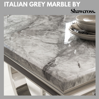 Louis marble 130Cm Round Dining Set With 4 Lewis Button Back Lion Chairs (Pewter As Shown) thumbnail 5