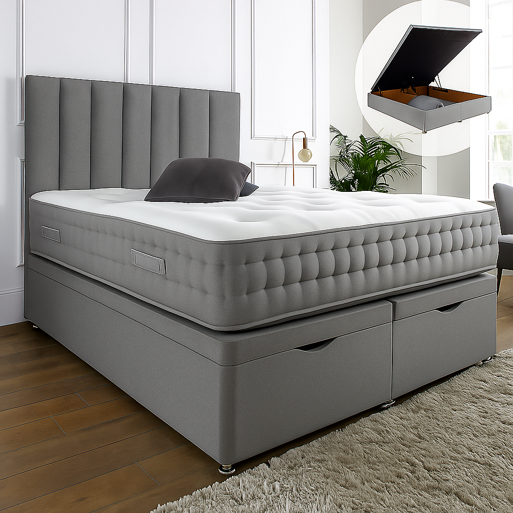 Henley Ottoman End Lift Storage Divan Bed Frame, Optional Headboard — image 2