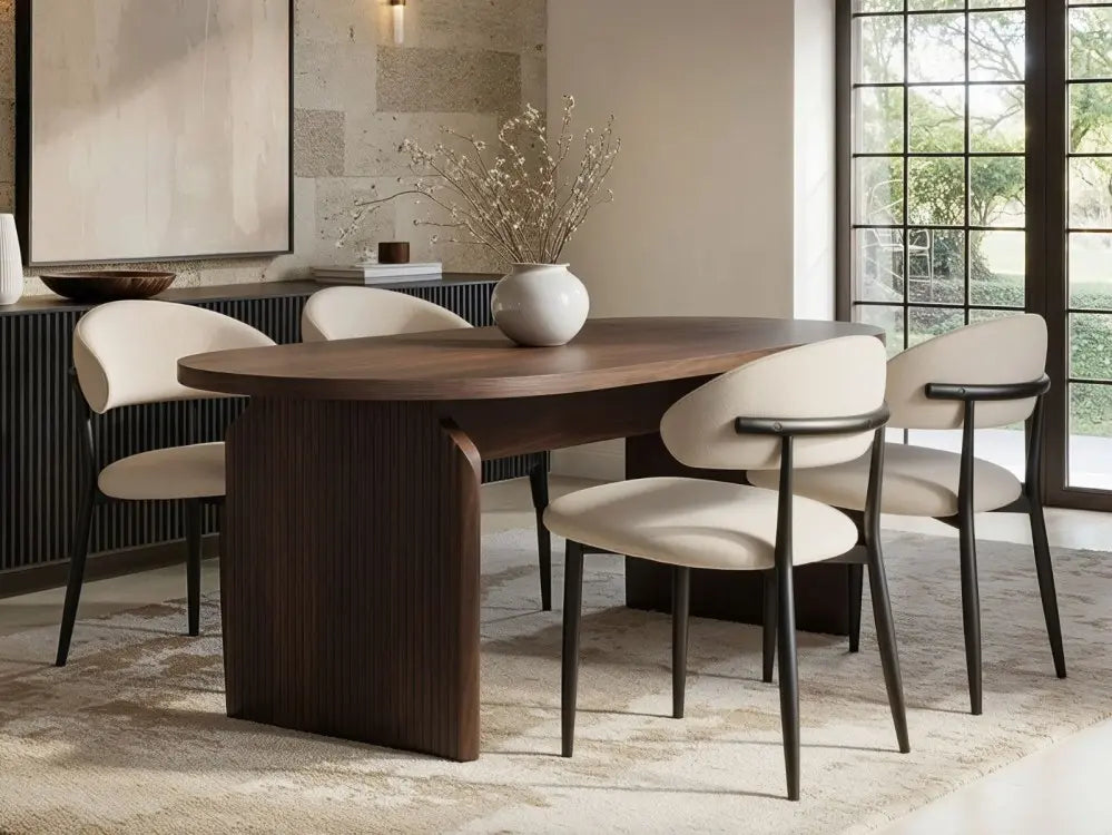 SOLACE+CO Varm & Cyra Black Dining Table Set with Beige Chenille Chairs Table + 4 Chairs — image 6