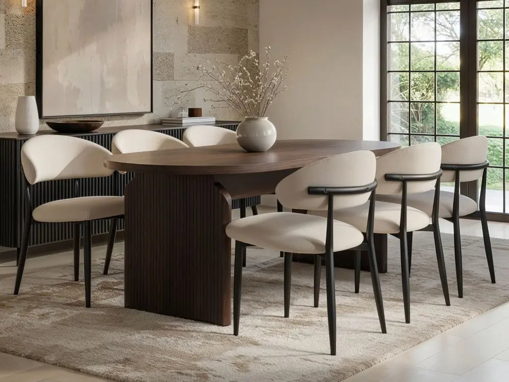 SOLACE+CO Varm & Cyra Black Dining Table Set with Beige Chenille Chairs Table + 4 Chairs — image 2