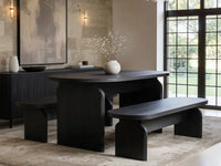SOLACE+CO Varm Ribbed Oval Dining Table & 2 Bench Set Oak thumbnail 4