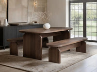 SOLACE+CO Varm Ribbed Oval Dining Table & 2 Bench Set Oak thumbnail 3