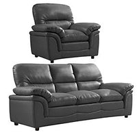 Verona Grey Leather Aire 3+1 Seater Sofa Set Collection thumbnail 1