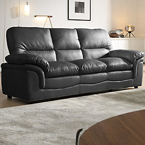 Verona Grey Leather Aire 3+1 Seater Sofa Set Collection — image 2