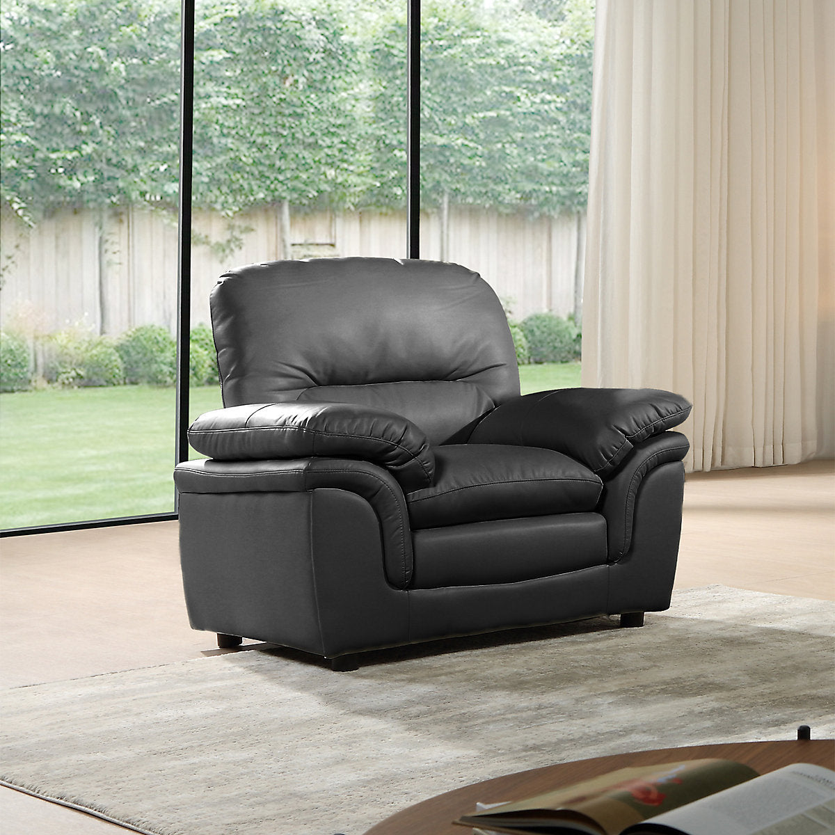 Verona Grey Leather Aire 3+1 Seater Sofa Set Collection — image 9