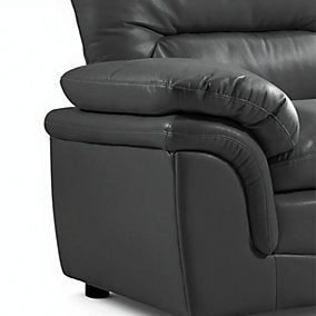 Verona Grey Leather Aire 3+1 Seater Sofa Set Collection — image 6