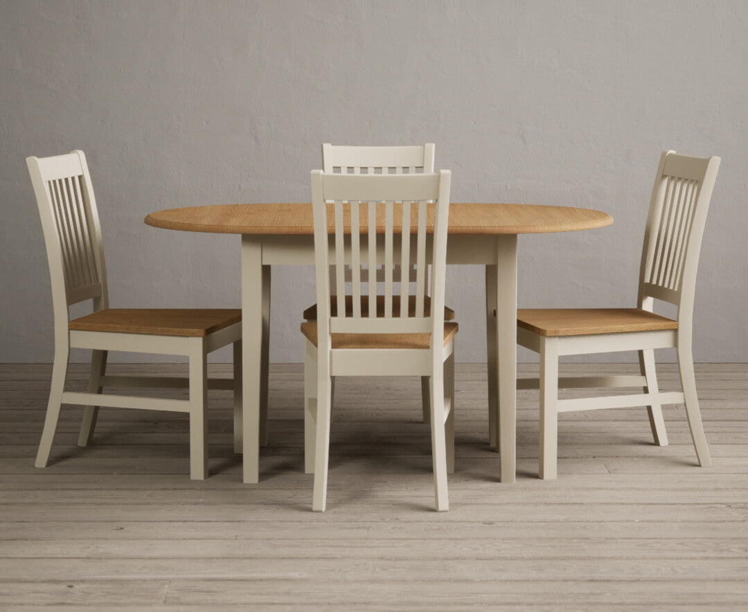 Extending Warwick Oak and Cream Painted Dining Table with Warwick Chairs — image 3