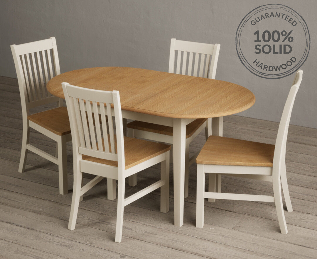 Extending Warwick Oak and Cream Painted Dining Table with Warwick Chairs