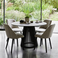 Willow Black Dining Table Set - 4 Seater - Freya Sand Dining Chairs - Black Oak Legs thumbnail 1