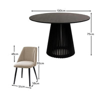 Willow Black Dining Table Set - 4 Seater - Freya Sand Dining Chairs - Black Oak Legs thumbnail 11