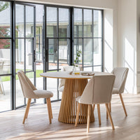 Willow Pale Oak Dining Table Set - 4 Seater - Freya Sand Dining Chairs - Whitewash Legs thumbnail 1