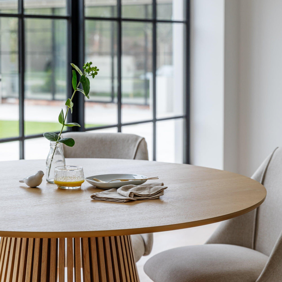 Willow Pale Oak Dining Table Set - 4 Seater - Freya Sand Dining Chairs - Whitewash Legs — image 5