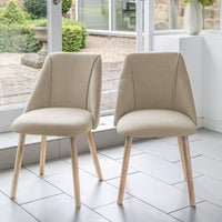 Willow Pale Oak Dining Table Set - 4 Seater - Freya Sand Dining Chairs - Whitewash Legs thumbnail 2
