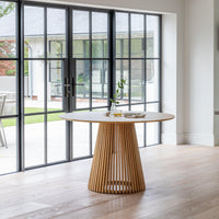 Willow Pale Oak Dining Table Set - 4 Seater - Freya Sand Dining Chairs - Whitewash Legs thumbnail 3