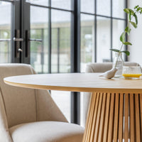 Willow Pale Oak Dining Table Set - 4 Seater - Freya Sand Dining Chairs - Whitewash Legs thumbnail 9