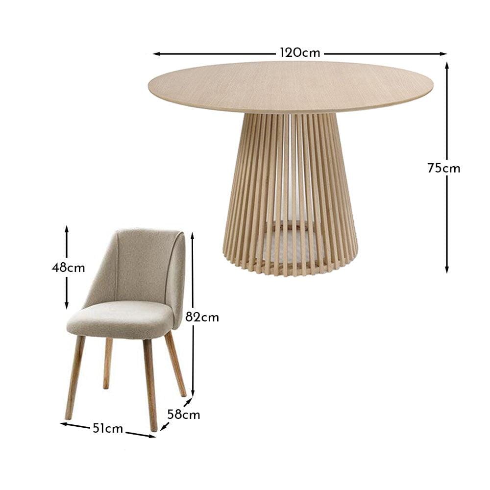 Willow Pale Oak Dining Table Set - 4 Seater - Freya Sand Dining Chairs - Whitewash Legs — image 14