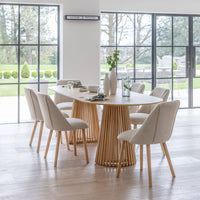 Willow Pale Oak Dining Table Set - 6 Seater - Freya Sand Dining Chairs - Whitewash Legs thumbnail 1