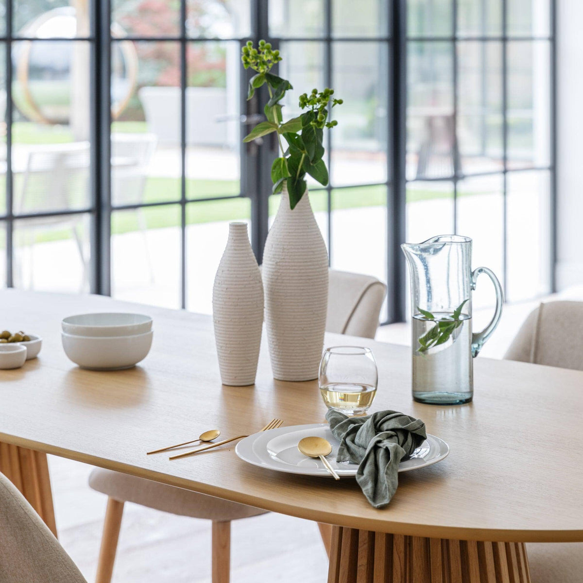 Willow Pale Oak Dining Table Set - 6 Seater - Freya Sand Dining Chairs - Whitewash Legs — image 3