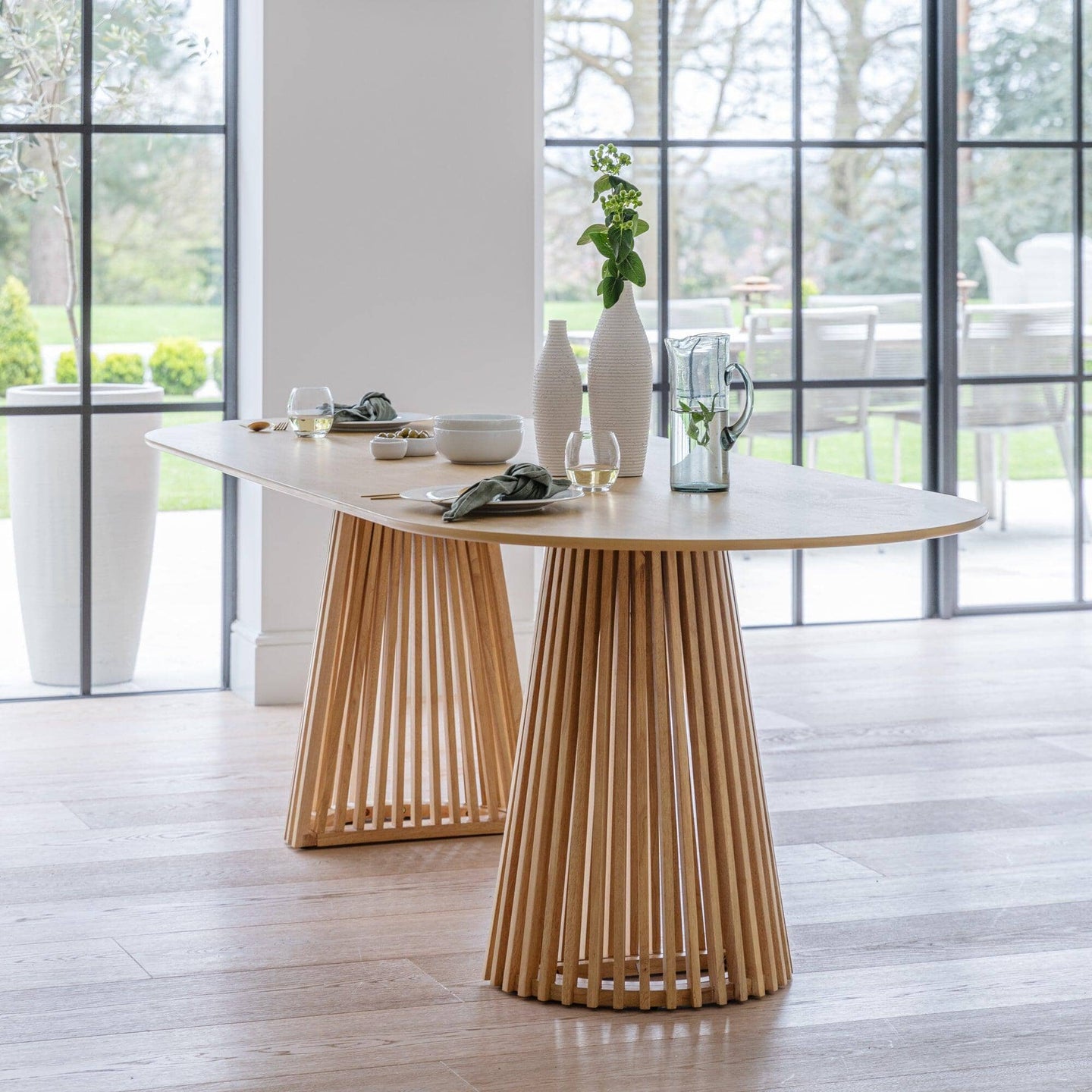 Willow Pale Oak Dining Table Set - 6 Seater - Freya Sand Dining Chairs - Whitewash Legs — image 6